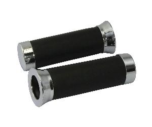 Bike It Moto Motorcycle Motorbike Grips Foam And Chrome - 20 MM x 25 MM