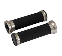 Bike It Twin-Ring Moto Motorcycle Motorbike Grips Titanium - 20 MM x 25 MM