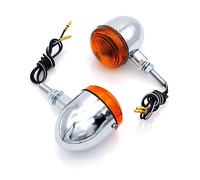 Motorcycle Short Stem Bullet Indicators With Chrome Body And Amber Lens