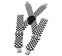 BIKE IT Motorcycle Rider Braces - Heavy Duty Extra Wide Elasticated Trouser Braces - Black & White Chequered Retro Scooter Mod SKA Style