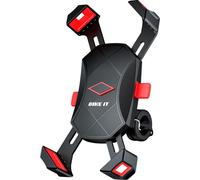 Bike It Universal Essential Quick Hold & Release Phone Holder LUGSMT25 - 4-Corner Grip, Silicone Pads, 360 Rotation, Fits 22-32mm Bars