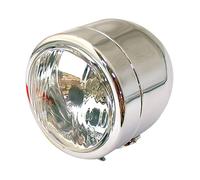 Bike It Universal Single Round Dominator Bottom Mount E-Marked Halogen Headlight - Chrome