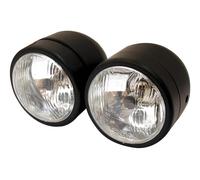 Bike It Universal Twin Round Dominator Side Mount Headlight - Matt Black