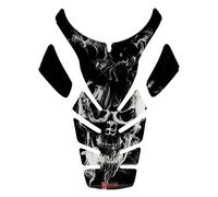BIKE-label Tank Pad 3D Motorcycle Sticker Tank Guard Skull Flames White Grey X501103