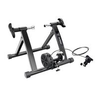 Bike Lane Exercise Bike Trainer - Indoor Bicycle Training Stand With Quiet 5-Level Magnetic Resistance and Front Wheel Riser Block By Black 15.75" x 18.5" x 21.5"