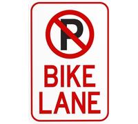 Bike Lane With No Parking Graphic Bike Caution Custom Decor Warning Metal Sign Aluminum Signs for Outdoors Use Yard Farm Fence Home Wall Decor 8x12 inch
