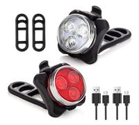 Bike Light Set SEE BE SEEN SuperBright 3x Bigger Rechargeable Batterie