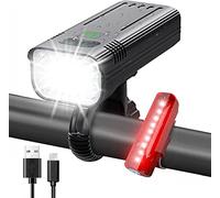 Bike Lights, 8 LED 8000 Lumens Super Bright Bike Light, 5+5 Modes USB Rechargeable Bicycle Light Front and Back, Bike Headlight and Tail Light Set for Night Riding, Road, Mountain