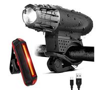 Bike Lights, USB Rechargeable LED Bicycle Torch Light Set, 300 Lumen Front Headlight with Quick Release, Super Bright, Waterproof Cycling Safety Rearlight Flashlight (Front Light with Taillight)