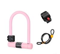 Bike Lock, 18.3x12.8x2.7cm Bicycle D Locks With Four Digit Combination Zinc Alloy Lock Cylinder Heavy Duty Alloy Steel Body(pink)
