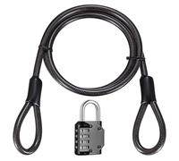 Bike Lock Cable, Bike Cable Lock, 10 mm x 1.25m/4.1ft Steel Security Coated Security Wire Rope, Locking Cables Locks with Double Loop for Luggage Motorcycle