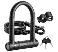 Bike Lock Heavy Duty Bicycle u Lock Shackle 4ft Length Security Cable with Sturdy Mounting Bracket and Key Anti Theft Bicycle Locks for Road Bike, Electric Bike, Mountain Bike, Folding Bike