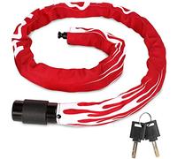 Bike Lock with Key, 100cm Length Bicycle Lock, Bike Locks High Security, 360° Rotatable Lock Head with Waterproof Keyhole Cover, Chain Lock for E Bike/Motorcycle/Door/Gate/Fence Red