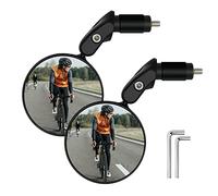 Bike Mirror, 2 Pcs 360˚ Rotatable Bar End Bicycle Mirrors for Handlebars, Wide Angle Convex Bike Mirrors Handlebar Rearview Mirror Bike Mirrors for Handlebar End Mount Mountain Road Adult Bike Cycling
