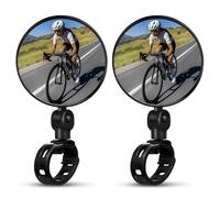Bike mirror, 2pcs bike rear view mirrors with Wide Angle Convex Mirror, Adjustable Rotatable Handlebar for Mountain Bike, Off-Road Bike and Fixed Gear Bike Handlebars