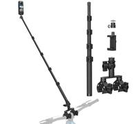 Bike Motorcycle Camera Handlebar Mount Kit for Insta360 X5,X4,X3,Gopro,DJI | 360° Adjustable Double Clamp Mount,39.3" Alloy Selfie Stick with Mini Ball Head Phone Clip Kits for Motorcycle,Bike,ATV,UTV
