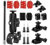 Bike Motorcycle Handlebar Mount Bundle Kit for Insta 360 Accessory, Clamp Mount with Extension Arm Selfie Stick Compatible with Insta 360 X5 X4 X3 X2 X ONE RS R ACE Pro Go 3 2, Go Pro Series Etc