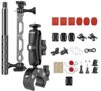 Bike Motorcycle Handlebar Mounting Bundle Kit for Insta360, Third-Person Bicycle Handlebar Selfie Stick Clamp Action Camera Accessories Mount Compatible with Insta360 X4 X3 X2 X ONE GO3 S, GoPro etc