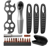 Bike Multi Tool Kit, 1/4" Mini Torque Wrench Set with 13-Piece Screwdriver Bits, Extension Bar, 3 Tire Levers & Hex Wrench - Portable Bicycle Repair Kit for On-the-Go Use