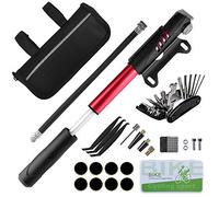 Bike Multi Tool Kit - 16 in 1 Bike Accessories, Bicycle Pump, Tire Levers, Saddle Bag, Tire Patch Kit for Mountain & Road Bikes, Cycling Gifts (25 Packs)