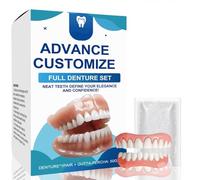 Bike/Nda Premium Full Dentures Set,Moldable False Teeth,Advanced Customized Full Dentures Set,Silicone Dentures Full Mouth for Comfortable & Long-Lasting Temporary Tooth Replacement,Convenient to Use