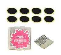 Bike Patch Kit - Portable Glue-Free Tire Repair Set, Includes 8 Rubber Patches, Steel Rolling Plate, Storage Box, Instruction Manual | Waterproof Durable Bike Tube Patch for Mountain Road Bicycles Qui