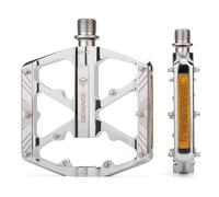 Bike Pedals 9/16 Inch - Bicycle Pedals with Reflectors - 3 Sealed Bearings MTB Pedals Wide Platform Pedals for Mountain Bike, BMX, Road Bike Pedals (S-Silver)