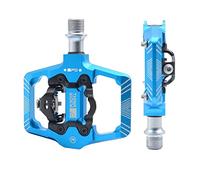 Bike Pedals Bicycle Lock Pedal 2 In 1 With Free Cleat For SPD MTB Road Aluminum Anti-slip Sealed Bearing Lock(THK Blue)