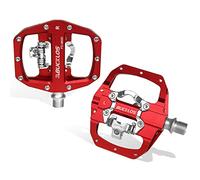 Bike Pedals Mtb Pedals For Bicycle Dual Function Mountain Bike Pedal Platform Clip Flat Pedals Fit MTB Bicycle Paddle Bike Part(Red pedal)