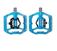 Bike Pedals Two Usages Bicycle Pedal 2 In 1 With Free Cleat MTB Road Aluminum Anti-slip Sealed Bearing Lock Accessories(FK-150 blue)