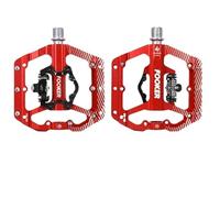 Bike Pedals Two Usages Bicycle Pedal 2 In 1 With Free Cleat MTB Road Aluminum Anti-slip Sealed Bearing Lock Accessories(FK-150 red)