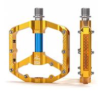 Bike Pedals with Reflective Strips, 3 Sealed Bearings, Non-Slip CNC Aluminum Bicycle Platforms, 9/16 Inch Pedals for Road Bike, MTB, E-Bike. (Yellow)