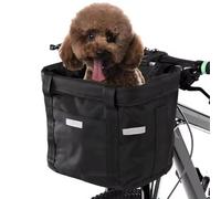 Bike Pet Basket, Foldable Dog Cat Carrier Bag with Reflective Strips for Bicycle Handlebar Front Storage