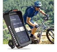 Bike Phone Holder, Waterproof Motorcycle Phone Mount with Sun-Visor Rain Cover Sensitive Touch Screen Bicycle Accessories Handlebar Cellphone Mount with 360 Rotation for Phones Under 7''