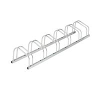Relaxdays Floor Bike Rack, for 6 Bicycles, Wheel Width up to 50 mm, Metal, Outdoor Parking Stand, Garage, Steel, Silver, 26 x 168 x 33.5 cm