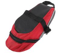 Bike Rear Seat Bag, Large Capacity Nylon Velvet Storage for Cycling | Red Zippered Design, Portable Carry Space for Coins and Cards, Mountain Bikes, Long Rides and Commuting