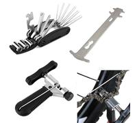 Bike Repair Tool Kit,Bicycle Maintenance Set with 16 in 1 Bicycle Multitool,Chain Splitter, Wear Indicator & Spare Pin,Bicycle Repair Bag for Commuters, Mountain & Road Cyclists