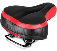 Bike Saddle Big Bicycle Seat with Soft Cushion Fit for Road City Bikes, Mountain Bike and Indoor Spin Bikes(Red)