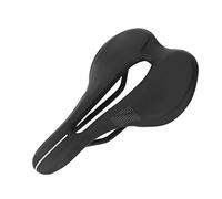 Bike Saddle Comfort Shock Absorbing PU Microfiber Leather Mountain Bike Seat Road Riding (Black White)