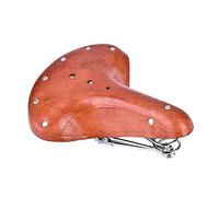 Bike Saddle PU Leather Saddle Light Brown Vintage Mountain Bike Saddle Shock Absorbing Springs, Ergonomic Wide Design for Universal Standard Posts