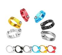 Bike Seat Clamp 1 PCS Ultra Light 28.6/31.8/34.9mm Bicycle Seatpost Clamp MTB Mountain Bike Road Bike Fixed Gear Aluminum Alloy Locking Seatpost Clamp Seat Post Clamp(Silver 31.8mm)