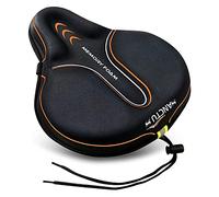 Bike Seat Cushion Cover Memory Foam, Large Wide Bicycle Saddle Soft for Men Women, Comfort Exercise Cycle Seats Cover Padded Fits Stationary Bikes, Cruiser, Spin, with Waterproof Cover Orange