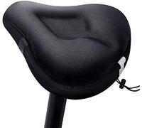 Bike Seat Cushion, Wide Gel Soft Pad Exercise Bike Seat Cover Extra Mountain Bike Seat and Road Bike Saddle for Women Men, Fits Spin, Stationary, Cruiser Bikes, Indoor Cycling (Color : Black)