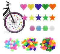 Bike Spoke Beads 210 Pcs, Multicoloured Plastic Clip Spoke Decorations | Girls and Boys Bike Spokes, 3 Styles Personalized Bicycle Clip Beads, Easy to Use Plastic Clip Wheel Reflectors for Kids