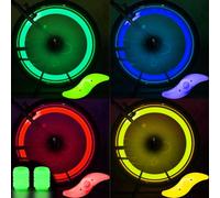 Bike Spoke Lights, 4 Pack & Neon Glow In The Dark Valve Caps, LED Wheel Lights for Bicycle Spokes, Waterproof Blinking Flashing Cycle Accessories for Adults & Kids, Easy Install
