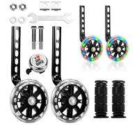 Bike Stabilisers for Childs Bike, Bicycle Training Wheels Compatible with 12 14 16 18 20 Inch Bikes, Mute Flash Wheel with Adjustable Bicycle Stabiliser Mounted Kit (Black)