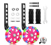 Bike Stabilisers for Childs bike, Bicycle Training Wheels Compatible with 12 14 16 18 20 Inch Bikes, Mute Flash Support Wheel with Adjustable Bicycle Stabiliser Mounted Kit (Pink)