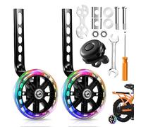 Bike Stabilisers for Childs Bikes, Bicycle Training Wheels, Bicycle Training Flash Wheels Compatible with 12 14 16 18 20 Inch, Mute Flash Wheel with Adjustable Bicycle Stabiliser Mounted Kit