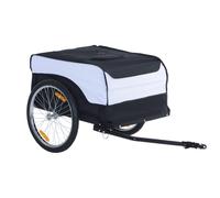 Bike Trailer Cargo in Steel Frame Extra Bicycle Storage Carrier with Removable Cover and Hitch White and Black