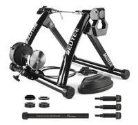 Bike Trainer, Magnetic Bicycle Stationary Stand for Indoor Exercise Riding, 26-29" & 700C Wheels, Quick Release Skewer & Front Wheel Riser Block Included (BK+ Thru AXLE)
